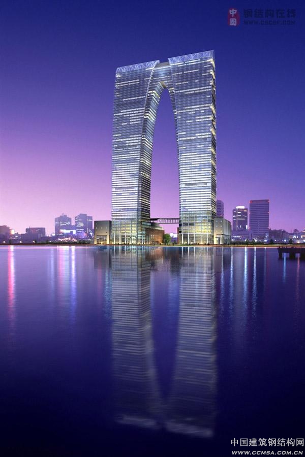 中国最大超高层建筑体"东方之门"将成苏州新地标